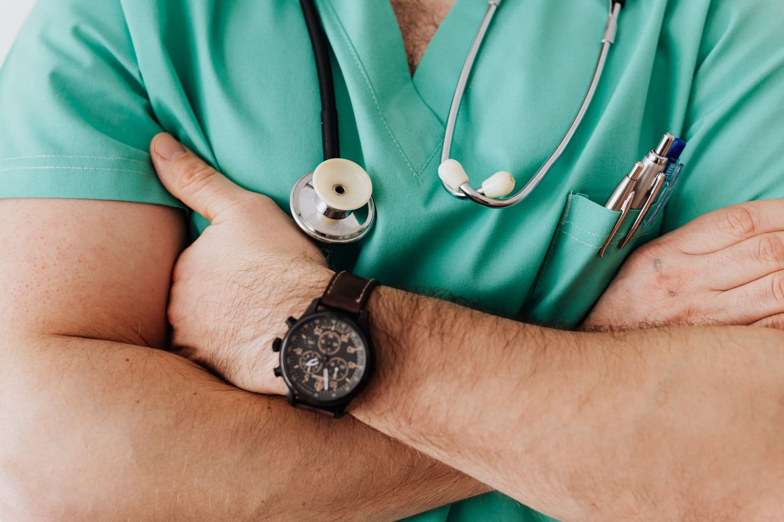 Medical professionals consulting in a modern hospital environment